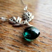Emerald and Silver Leaves Necklace