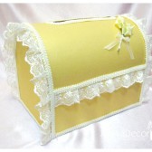 Wedding Chest Money Card Box in Gold and Ivory with a Beautiful Handmade Boutonniere and Gorgeous Lace