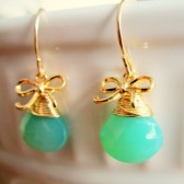 Green Gold Bow Earrings