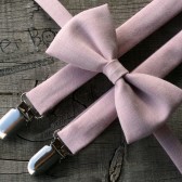 Light Pink Polyester bow ties & suspenders