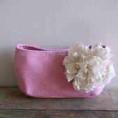 clutch purse in pink with removable flower brooch