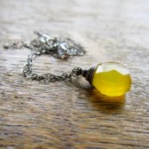 Yellow and Oxidized Silver Necklace 