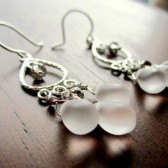 White Silver Chandelier Earrings