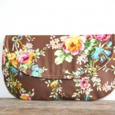 brown floral clutch purse