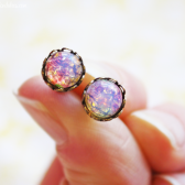 Vintage Pink Opal Earrings