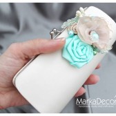 Bridal Clutch Purse in Ivory, Cream and Mint with Gorgeous Handmade Flowers, Cluster, Pearls and my Stamens' Accents