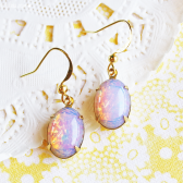 Vintage Oval Opal Earrings