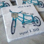 Personalized Double Bike Wedding Favor Coasters