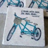 Double Bike Wedding Favor Coasters