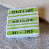 Striped Wedding Favor/Save the Date Magnet