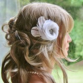 white Feather Fascinator FancieStrands