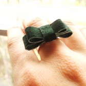 Small Leather Bow Ring