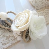 rustic sola flower, chiffon and twine sash