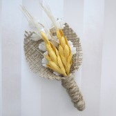 wheat & baby's breath burlap boutonniere