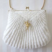vintage white beaded nautical purse