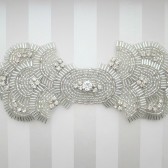 silver beaded rhinestone bow ribbon tied headband