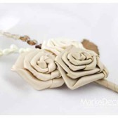 Groomsman Father Boutonniere with Satin Flowers in Ivory, Champagne, Cream,Tan and Brown