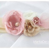 Bridal Sash in Nude, Ivory, Champagne Dusty Pink Blush with Brooches, Glass Beads and Handmade Flowers