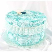 Wedding Money Card Box in Mint Ivory and Teal with a Beautiful Lace Handmade Flowers