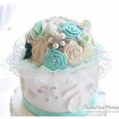 Wedding Brooch Cake Topper Jeweled Topper in Champagne, Ivory Mint and Teal