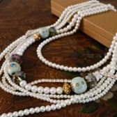 LOng Pearl Layered Bridal Necklace