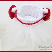 Flower Girl Basket Princess Basket with Tutu Skirt in White, Red Brick and Navy 1pc