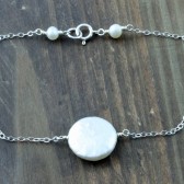 Fresh Water Coin Pearl and Sterling Silver Stacking Bracelet