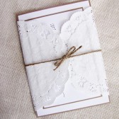 Rustic Vintage French Lace Doily Pocket Wedding Invitation 