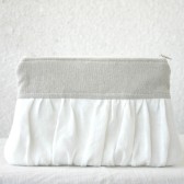 pleated linen clutch