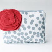 Cosmetic Bag,Bridesmaid Gift, Grey and Red