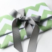 Ribbon Clutch, Bridesmaid Gift, Chevron, Emerald Green and Gray