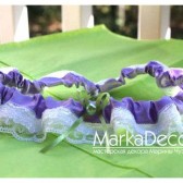 Wedding Garter with Lace in Lavender and White
