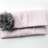 Wedding Clutch in Pale Pink with Grey Flower