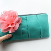 Clutch Purse, Turquoise and Coral