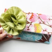 Fold Over Clutch in Spring Flower with Flower Brooch