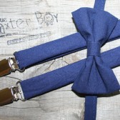 Solid navy bow ties & suspenders