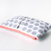 Pleated Clutch Purse, Coral and Grey