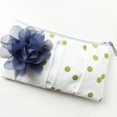 Bridesmaid Clutch, Navy and Green, Polka Dots