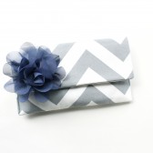 Clutch Purse, Grey Chevron and Navy