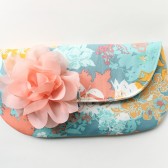 Aqua and Coral Peach Bridesmaid Clutch