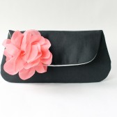 Clutch Purse, Black and Coral Pink