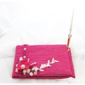 Wedding Guest Book with a Guest Pen in Pink, White and Fuchsia