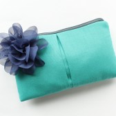 Aqua and Navy Clutch
