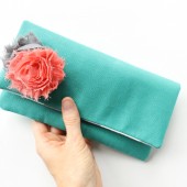 Teal and Coral Clutch
