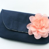 Navy and Peach Clutch