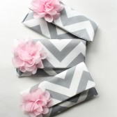 Chevron Clutch Set, Pink and Gray