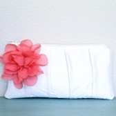 Silk Clutch, Ivory and Coral
