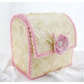 Wedding Chest Money Card Box in Pink and Ivory with a Beautiful Handmade Flower and my Stamens' Accents