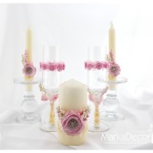 Wedding Unit set of 3 candles in Pink and Ivory