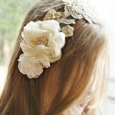 Lace Bridal Headpiece, Gold, Champagne